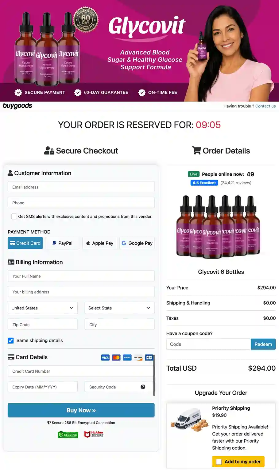 Glycovit Secure Payment Checkout
